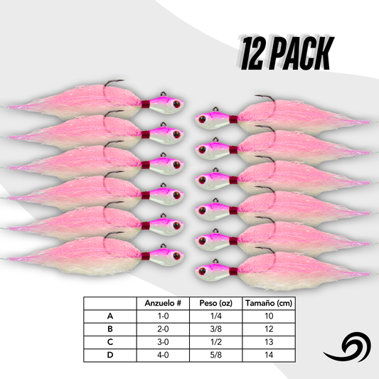 Bubblegum Rapid Minnow 12 Jigs Pack.