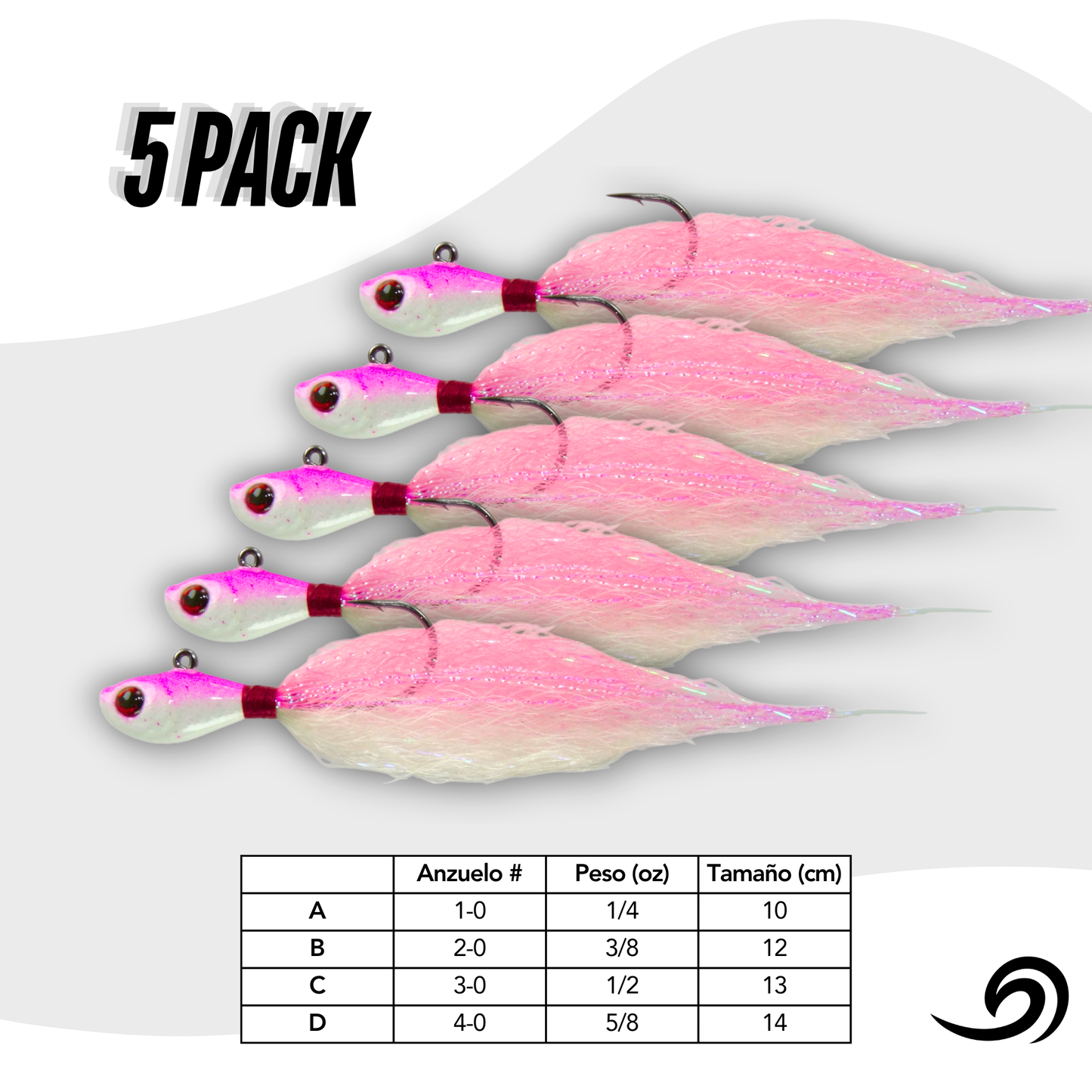 Bubblegum Rapid Minnow 5 Jigs Pack.