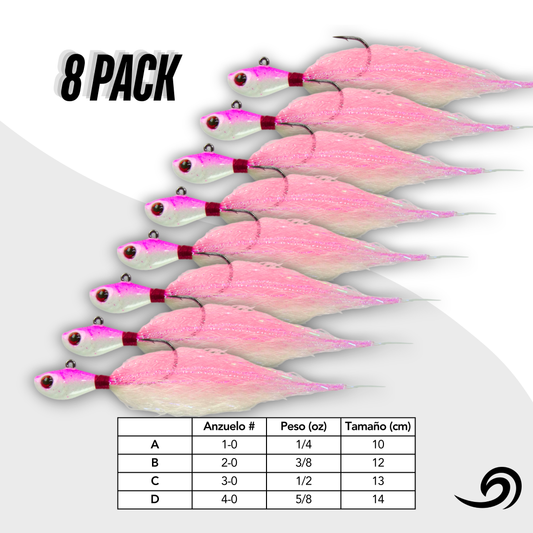 Bubblegum Rapid Minnow 8 Jigs Pack.