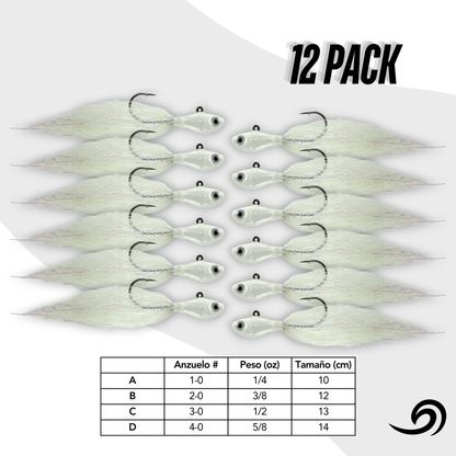 Frost White Rapid Minnow 12 Jigs Pack.