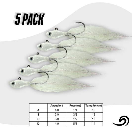 Frost White Rapid Minnow 5 Jigs Pack.