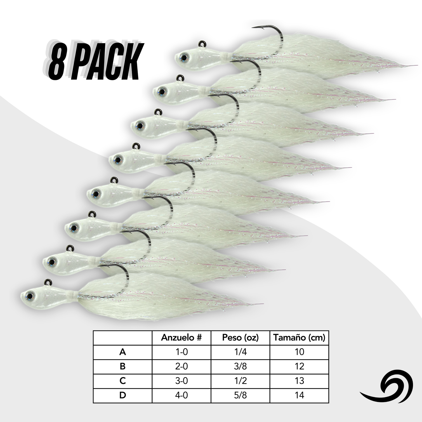 Frost White Rapid Minnow 8 Jigs Pack.