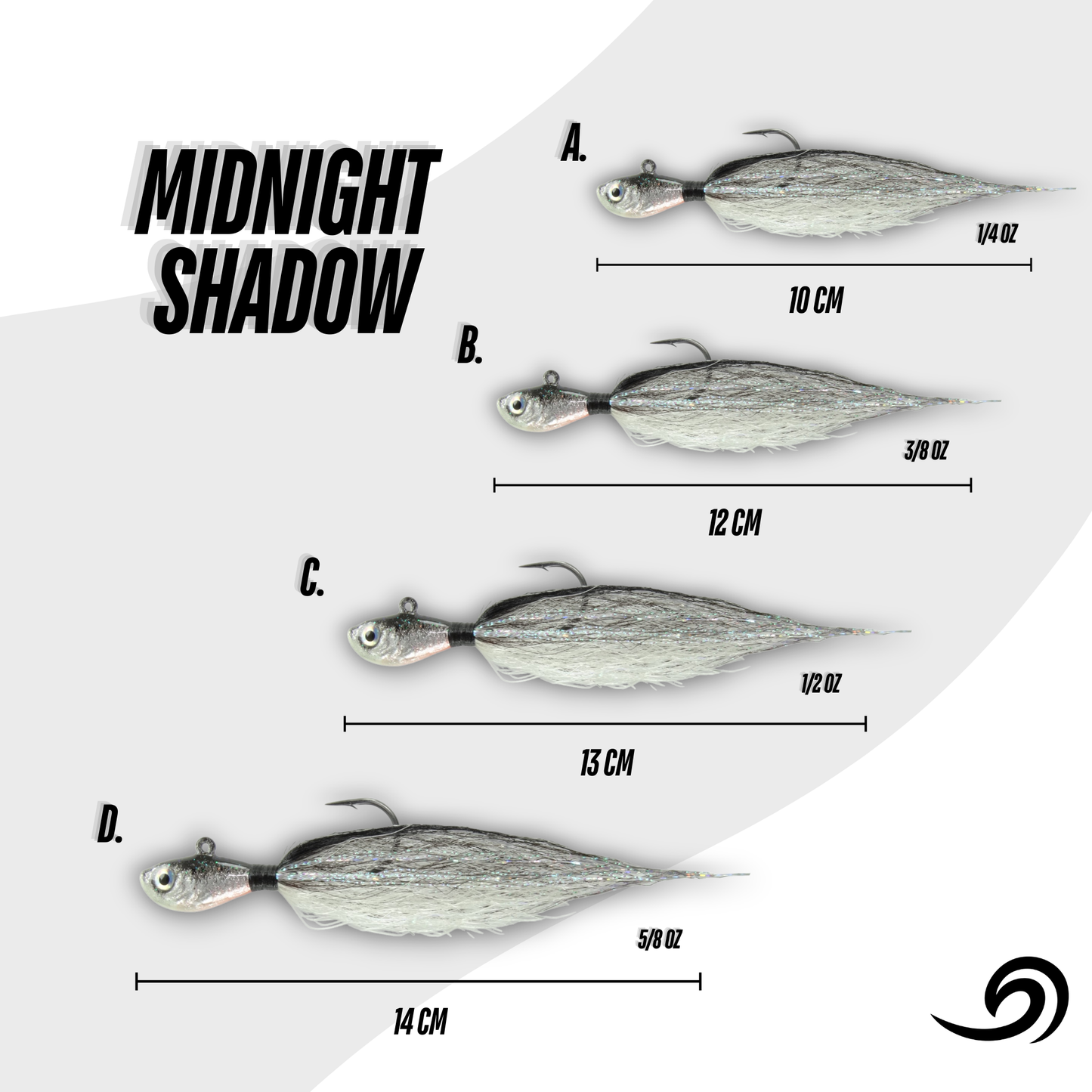 Midnight Shadow Rapid Minnow 12 Jigs Pack.