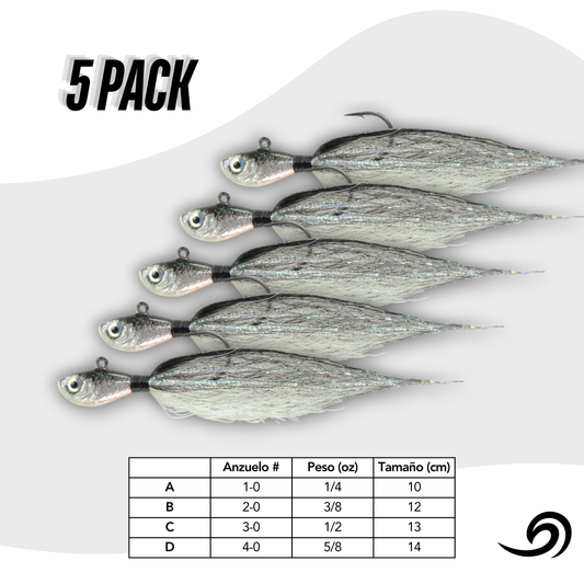 Midnight Shadow Rapid Minnow 5 Jigs Pack.