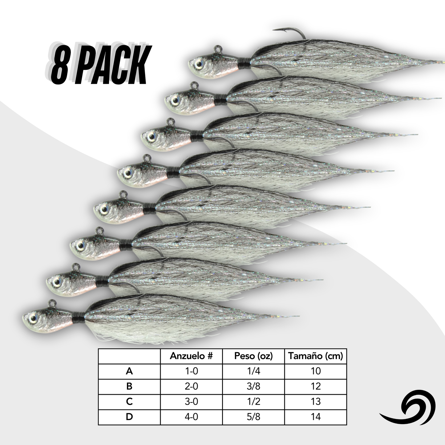 Midnight Shadow Rapid Minnow 8 Jigs Pack.