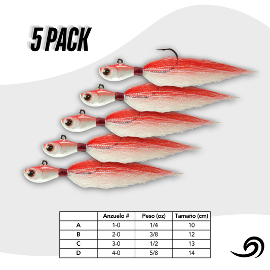 Scarlet Berry Rapid Minnow 5 Jigs Pack.