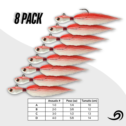 Scarlet Berry Rapid Minnow 8 Jigs Pack.